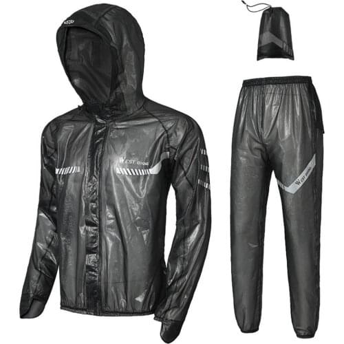 Motorcycle Raincoat Suit Waterproof Cycling Raincoat+Rain Pants Foldable Rain Gear With Reflective Strip For Riding Equipment