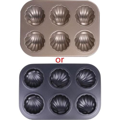 6 Cavity Madeleine-Mold Cake Pan Non-Stick Spherical Shell Madeleine-Bakeware for Oven Baking