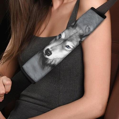 INSTANTARTS Ferocious Wolf Fashion Design Car Seat Belt Covers for Adults Comfortable Car Seatbelt Shoulder Strap Seatbelt Cover