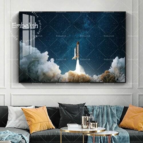 Embelish Rocket Starts Into Space Cool Office Wall Pictures For Living Room Artworks Modern Home Decor HD Canvas Painting Poster