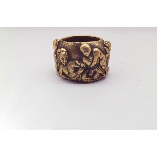 Chinas Archaize Pure Brass Fortune Naked Statue Ring Collection
