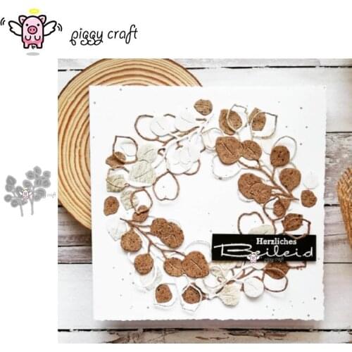 Piggy Craft metal cutting dies cut die mold 2Pcs Leaf decoration Scrapbook paper craft knife mould blade punch stencils dies