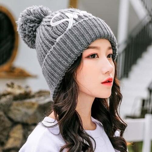 Valentines Day Sweet Embroidered Winter Hat Knitted Hat Warm Beanie Hats For Women Bonnet Femme Cap gorros mujer invierno