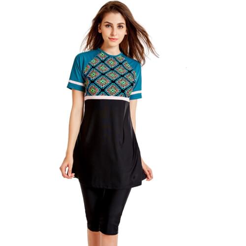 Muslim Swimwear For Women Burkini Islam Swimsuit Bikini Beachwear Short Sleeve Modest Swimwear Swimming Clothes Plus Size S-4XL