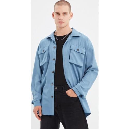 Trendyol Men Oversize Apaş Collar Double Pocket Cap Shirts TMNAW22GO0048