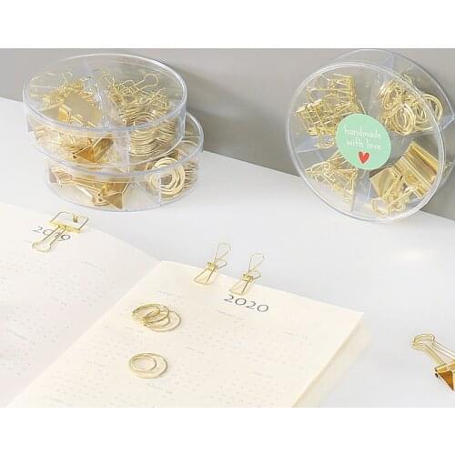 TUTU Gold Metal Clip Large-headed Binder Clips Office Binding Supplies Combination Set Delicate Stationery H0472