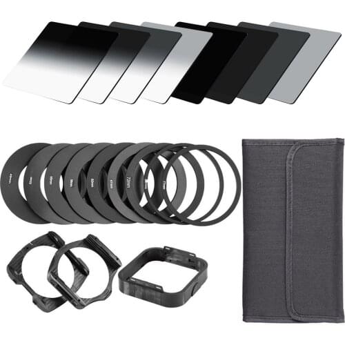 Gosear 21PCS Square Full Graduated Color Lens Filters Kit with Adapter Pouch for SLR DSLR Camera Landscape Scenery Photography