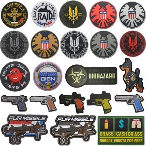 PVC Patch British 22nd Special Air Service Regiment Garment Sewing Fabric Badge 3D Pistol Uniform Tactical Backpack Hat Applique