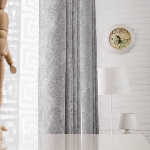 Solid color thick shading imitation hemp embossed sound-absorbing home custom improvement finished curtain for living bedroom