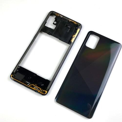 Original For Samsung Galaxy A51 A515 A515F A515FN A515X Housing Middle Frame Cover+Battery Back Cover Rear Cover+Adhesive+Logo