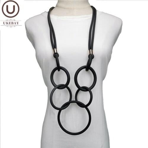 UKEBAY New Round Circle Pendant Necklaces Black Rope Handmade Jewelry Women Luxury Necklace Gothic Clothes Accessories Wholesale