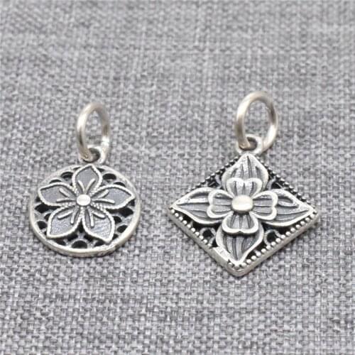4pcs of 925 Sterling Silver Lucky Flower Clover Charms Pendant for Necklace Bracelet