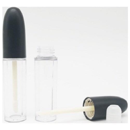 4 ML Empty Lip Gloss Wand Tubes Matte Black Bullet Shaped Lid Makeup Packaging DIY Lip Glaze Lipgloss Containers 50 pcs/lot