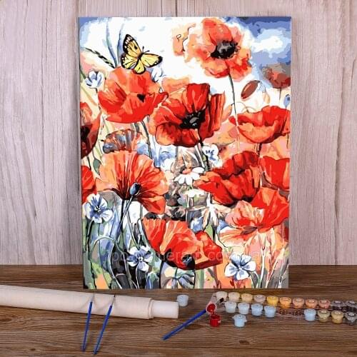 Flower Coloring By Numbers Painting Set Acrylic Paints 40*50 Painting On Canvas Home Decoration For Wholesale