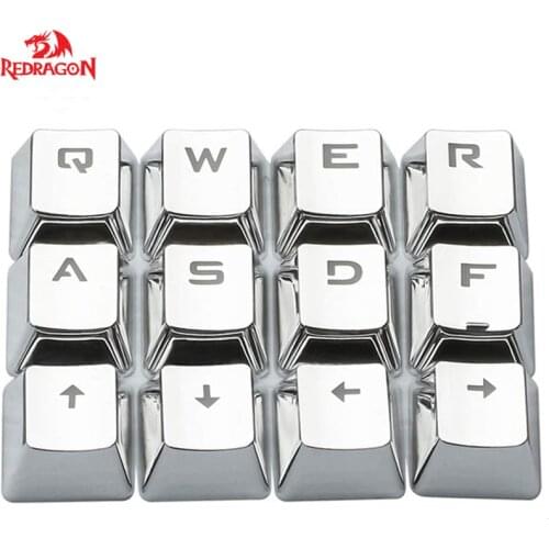 Redragon OEM Profile Electroplated metal texture keycap Backlight Keycap For Cherry MX Mechanical Gaming Keyboard Silver KeyCaps