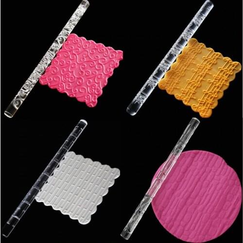 Hot Flower vine brick wall musical notes Embossed Acrylic Non-stick Rolling Pin Baking Cake Decorating Tools Pastry Dough Roller
