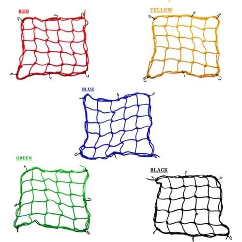40*40cm Heavy-Duty Elastic Motorcycle Luggage Net Helmet Holder Tank Mesh ATV Bike Cargo Bungee Net 6 Adjustable Hooks