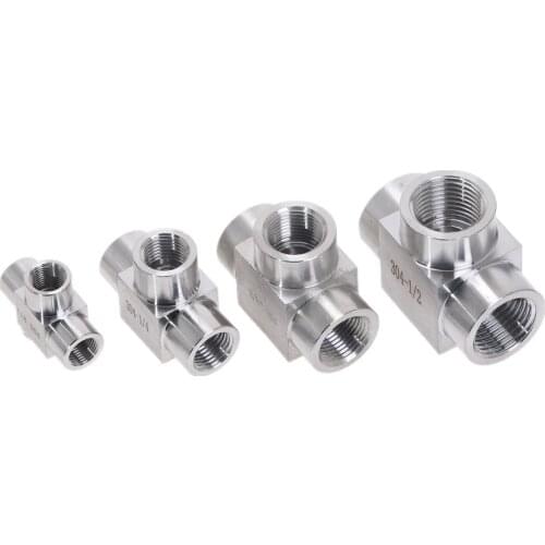 1/4" 3/8" 1/2" 3/4" BSPT Female Tee 3 Ways 304 Stainless Steel Pipe Fitting Water Gas Oil