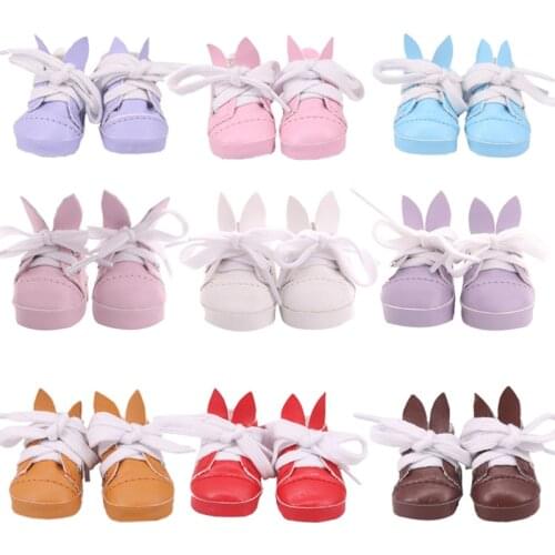 Doll Shoes 5 Cm Cute Rabbit Canvas Cartoon Shoes For 14.5 Inch Wellie Wisher&32-34 Cm Paola Reina&Nancy American BDJ EXO Doll