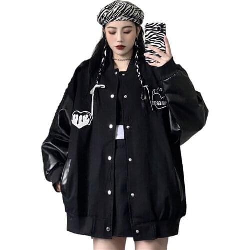 Spring And Autumn Fad New Korean Version Ins Versatile Baseball Jacket Loose Black Jacket Womens Vogue