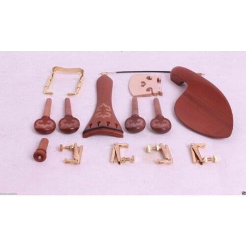Yinfente 4/4 Violin Kit Rosewood Violin Peg Tailpiece Chin Rest Clamp Fine Tuner Bridge