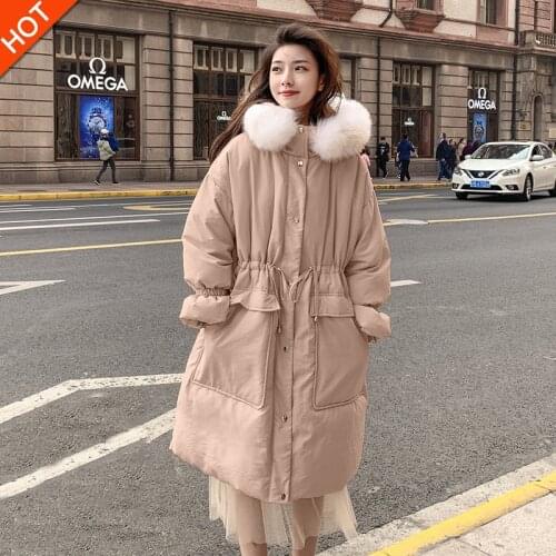 Winter coat down jacket female winter long section Korean version loose cute Padded cotton thicken A537