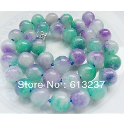 Fashion 10mm natural noble natural stone round beads chalcedony jades strand necklace for women jewelry 18inch MY5171