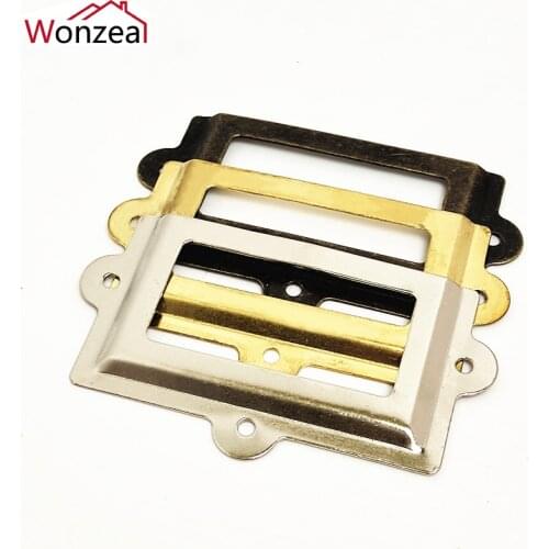 107*61mm Antique Brass/Silver/Golden Vintage Metal Label Pull Frame Handle File Name Card Holder Cabinet Drawer Box Case Bin
