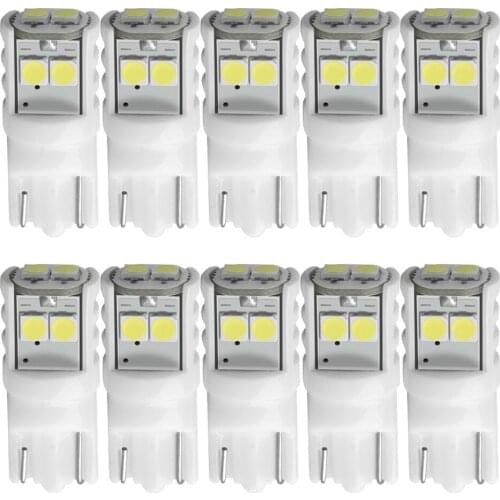 10X T10 W5W Ceramics LED Waterproof Wedge Licence Plate Lights WY5W Turn Side Lamp Car Reading Dome Light Auto Parking Bulb 12V