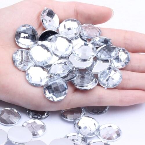 18mm 500pcs Acrylic Rhinestones Round Earth Facets Many Colors Flatback Glue On Beads DIY Phone Cases Nails Art Supplies