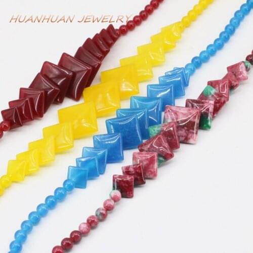 4 Colors Drop Pendant Stone Beads Necklace For Women 6mm Round Jades Chalcedony Chain 10-20mm Pendants Diy Jewelry 18inch B3392