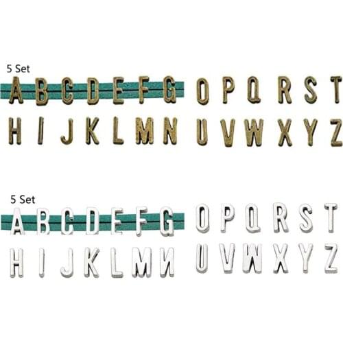5 Sets 26 English Letters Alphabet Beads Slide Letter Charm Pendant DIY Jewelry Necklace Bracelet Making Findings Accessories