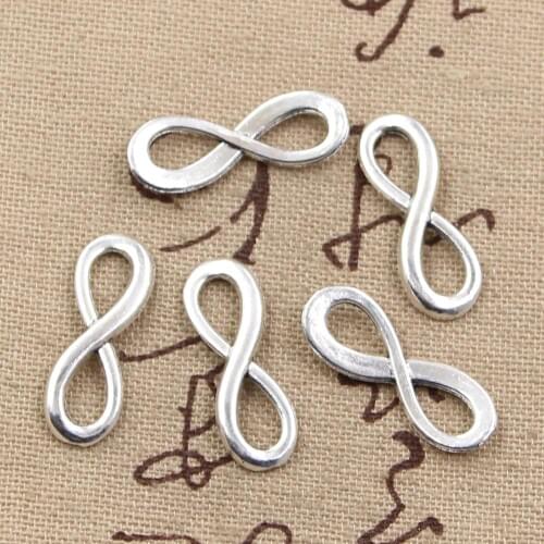 50pcs Charms Infinity Symbol Connectors 23x8mm Antique Bronze Silver Color Plated Pendants Making DIY Handmade Tibetan Jewelry