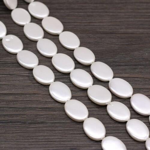 Natural White Egg Shape Shell Strand Beads DIY for Necklace Bracelet Accessories Jewelry Making Women Gifts Size 13x18mm