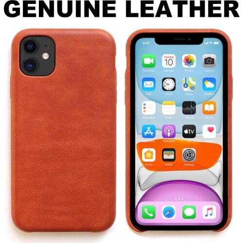 100% Genuine Leather for iPhone 11 Case Xr 7 8 Plus Handmade Luxury Business Cowhide Phone Cases for Xs Max X SE 2020 Back Cover