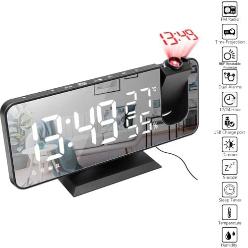 Digital Alarm Clock Desk Table Clock Curved LED Screen Alarm Clocks for Kids Bedroom Temperature Snooze Function Home Decor