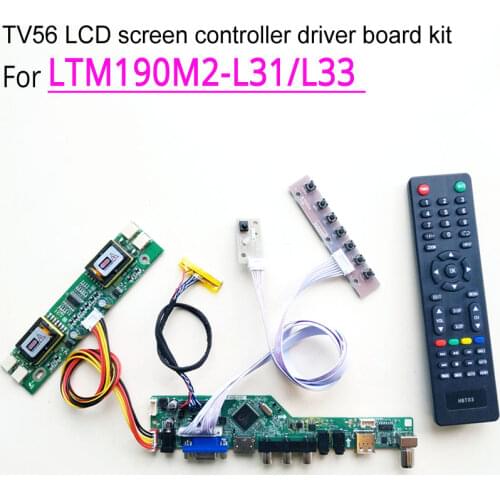 For LTM190M2-L31/L33 VGA AV USB LCD display panel Remote+Inverter+keyboard T.V56 controller board 4CCFL 30Pin LVDS DIY kit