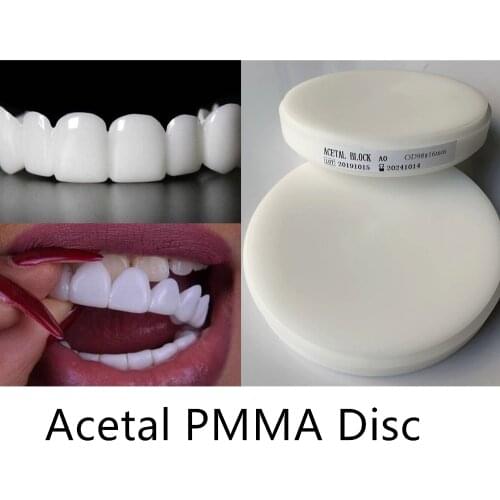2pieces A0 Color Acetal PMMA Block 98X12,14,16,18,20,22,25mm Flexible Acrylic Resin Disc Denture Composite Materials