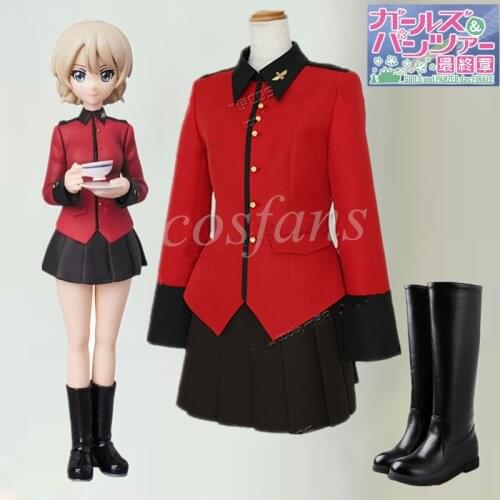 Anime Girls und Panzer Darjeeling Cosplay Costume Darjeeling uniforms Suits for Halloween Party Costumes cosplay boot in stock