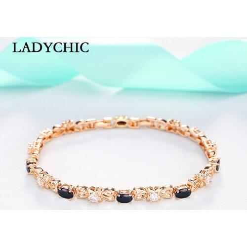 LADYCHIC New Fashion Natural Zircon Bowknot Chain Bracelet Gold Color Hip Hop Bangle Fine Jewelry for Women Birthday Gift LB1025