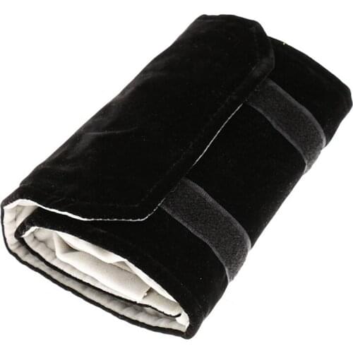 Jewelery roll Jewelery bag, made of flannel, for ring, for jewelry storage when traveling - Black, Gray, Small