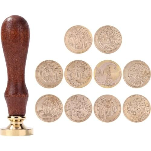 Moon Wax Seal Stamp Vintage Round Antique Sealing Wax Invitations Scrapbooking Stamp Head DIY Envelope Diary Photo Album Hobby