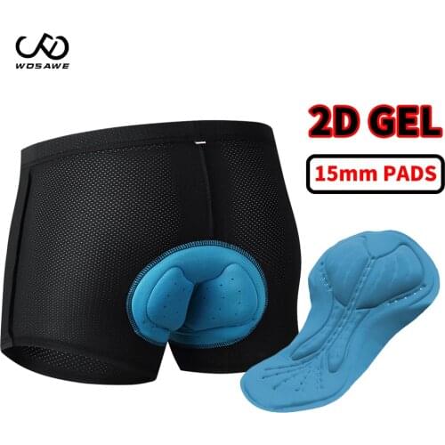 WOSAWE Men Cycling Shorts Mesh Breathable Bike Underwear Underpants with Padded Quick Dry MTB Cycling Riker Underwear Shorts