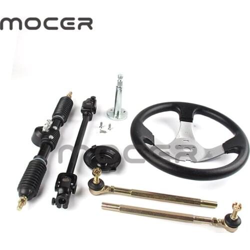 Steering Wheel Set for 110cc Go Kart Karting Tie Rod Rack Adjustable Shaft Knuckle Refires Accessories