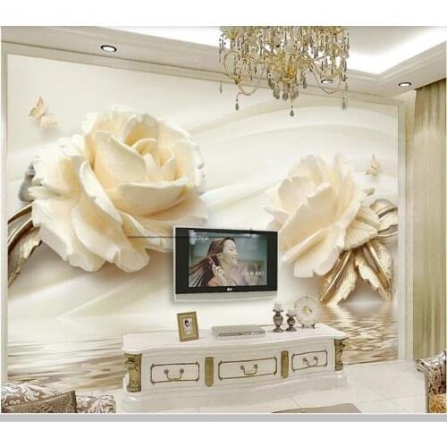 Papel de parede 3d stereo rose reflection flower wallpaper,living room tv wall bedroom kitchen wall papers home decor mural