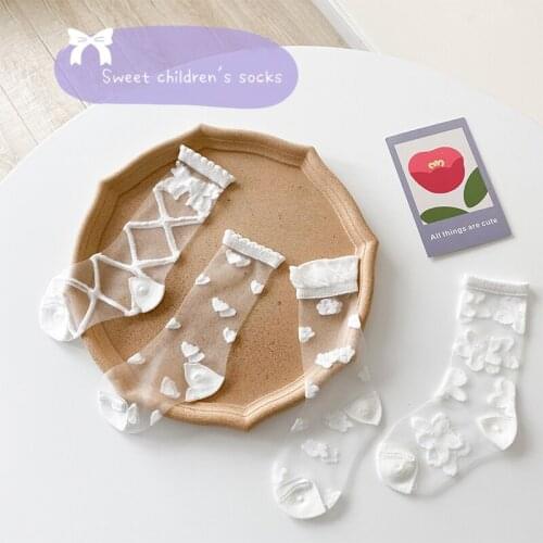 1-8 Years 4pcs/set Children Summer Soft Socks Crystal Transparent Cotton Socks Girls Mesh Cute Cool Toddler Socks For Kids