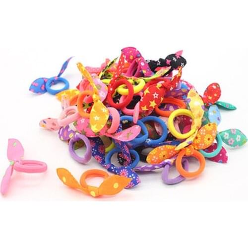 20Pcs/Set Random Color Children Elastic Hair Rope Cute Polka Bow Headband Girl Ponytail Holder Cartoons Hair Accessories