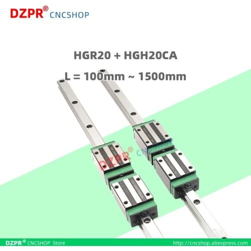 Precision Linear Guide HGR20 1000mm 39.37in Rail HGH20CA Carriage Slide for CNC Engraving robot Woodwork laser textile machine