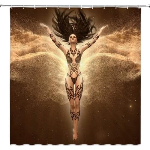 Sex Girl Simple Clothing Fantasy Silhouette Transform Bathroom Decor Set Polyester,Gold Black