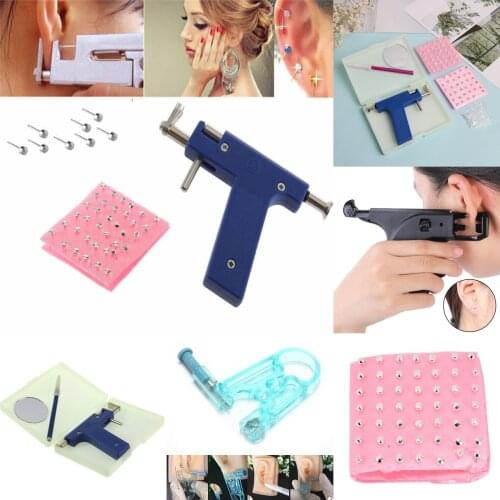1PCS No Pain Double Pistol Plug Stud Earrings Tool Ear Piercing Body Jewelry Professional Safety Ear Piercing Tool
